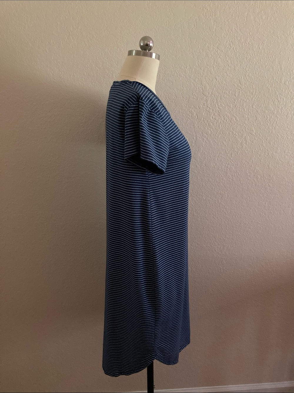 fresh produce Navy and White Striped Short-Sleeve Dress